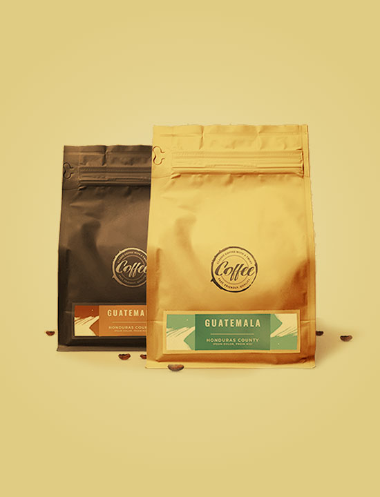 golden coffee bag branding