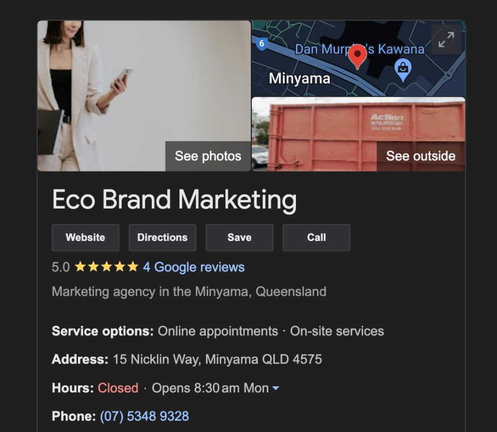 Eco Brand Marketing's google business profile