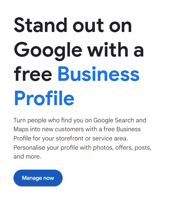 Google My Business landing page